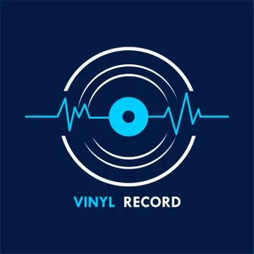 Vinyl record music vector with wave sound icon on dark background graphic Stock Illustration
