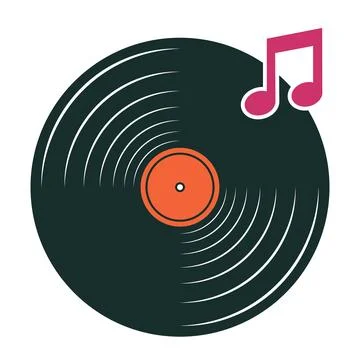 Vinyl Record with Musical Note Vector Illustration Stock Illustration