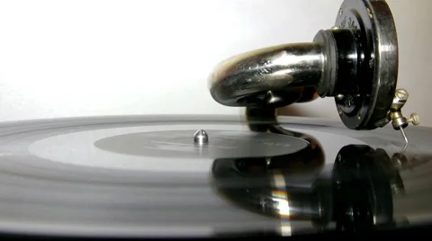 Vinyl record on an old gramophone Stock Footage 60612657
