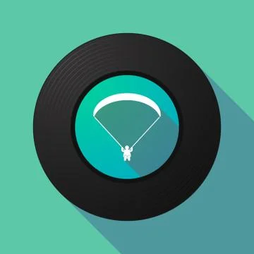 Vinyl record with a paraglider Illustrazione stock