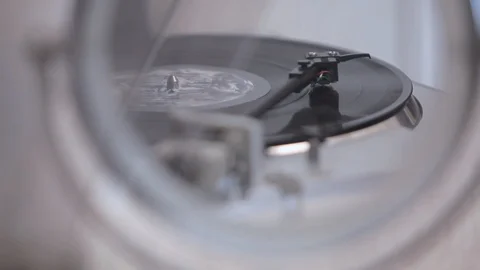 Vinyl Record Played On Vintage Record Turntable Player Stock Footage 126594853