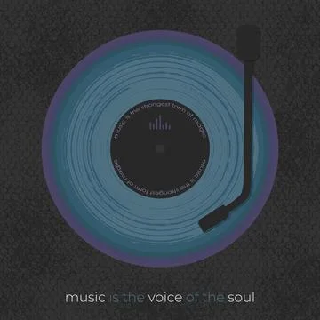 Vinyl record player on dark textured background. Music poster design Stock Illustration