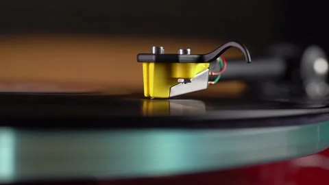 Vinyl Record Player macro shooting. The plate rotates-3. Stock Footage 159370513