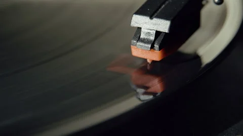 Vinyl Record Player Needle Close Up in Sunlight Stock Footage 345397561