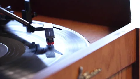 Vinyl Record Player Needle In Middle Stock Footage 153489696