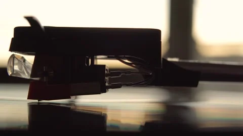Vinyl record player needle playing music Stock Footage 292528741