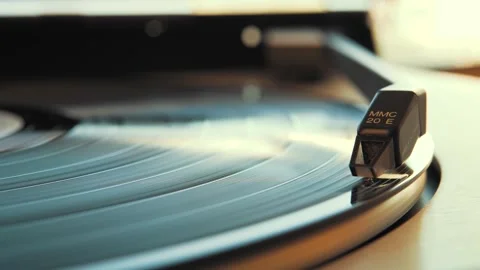 Vinyl record player needle playing music Stock Footage 292924617