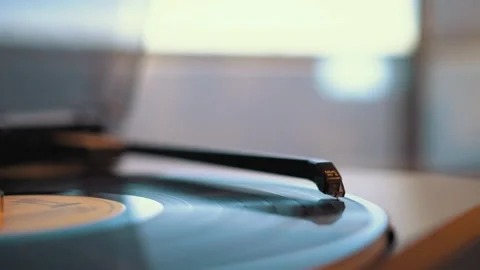 Vinyl record player needle playing music Video stock 292924641