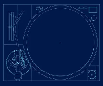 Vinyl Record player outline. Player for vinyl record. Retro design. Top view. Stock Illustration