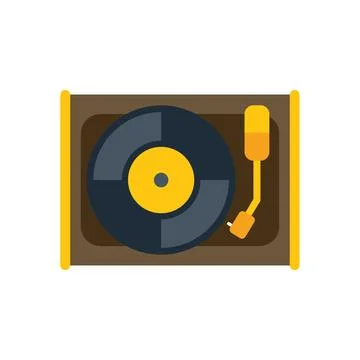 Vinyl record player playing music icon Stock Illustration