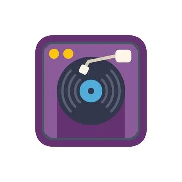 Vinyl record player playing music icon illustration Stock Illustration