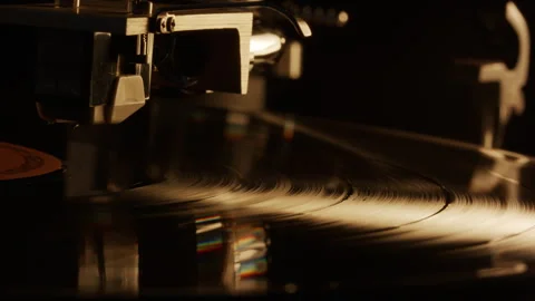 Vinyl Record Player Shots - High Quality Cinematic - Profile With Needle Stock Footage 244148117
