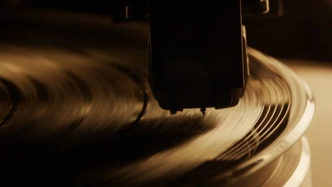 Vinyl Record Player Shots - High Quality Cinematic - Profile Needle and Record Stock Footage 244148133