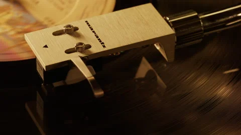 Vinyl Record Player Shots - High Quality Cinematic - Top Down Stock Footage 244149394