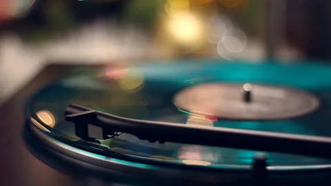 Vinyl Record Player Spinning Stock Footage 145775266