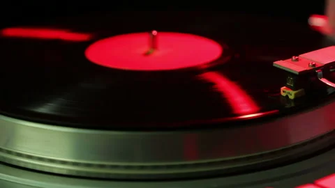 Vinyl record player stops in the disco light Stock Footage 102130286
