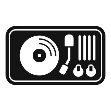 Vinyl record player top view icon playing music Stock Illustration