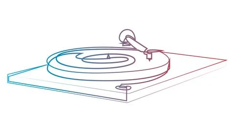 Vinyl record player turntable one line art. Stock Illustration