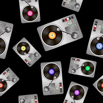 Vinyl Record Players Seamless Pattern Stockillustratie