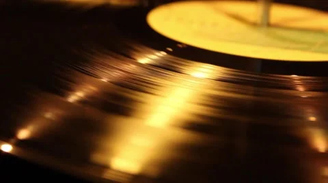 Vinyl record playing close up Stock Footage