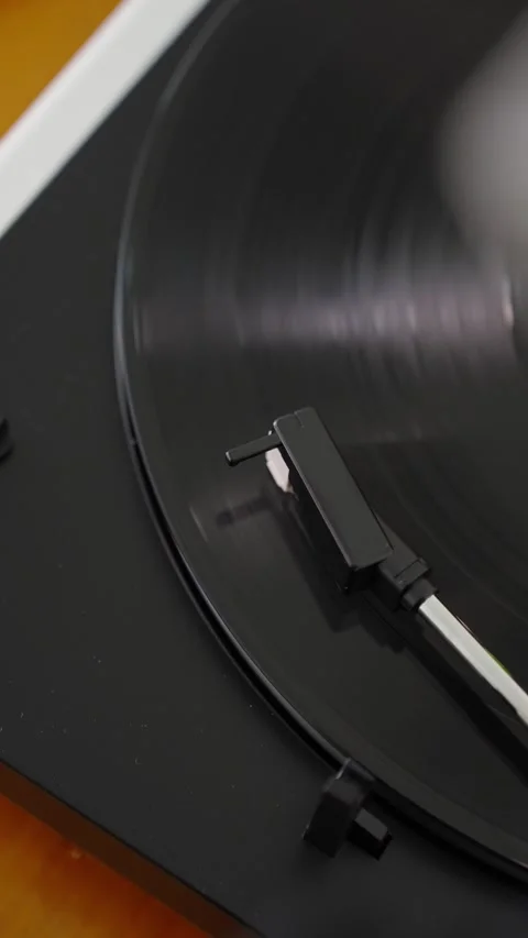 Vinyl record playing close-up, stylus of modern vinyl player. Stock Footage 302420036