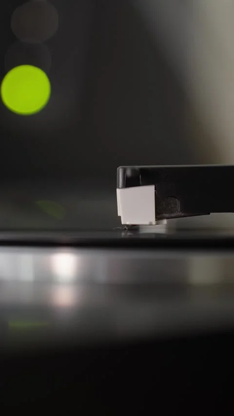Vinyl record playing close-up, stylus of modern vinyl player. Stock Footage 302490799