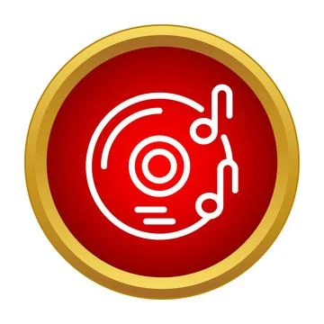 Vinyl record playing music notes icon button 스톡 일러스트