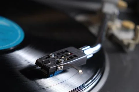 Vinyl record playing Stock Photos