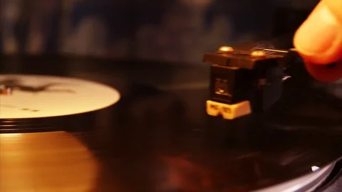 Vinyl Record is Rotating.Close Up Видео 77202822