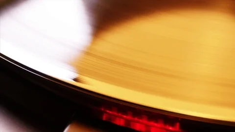 Vinyl Record is Rotating.Close Up Видео 77203447