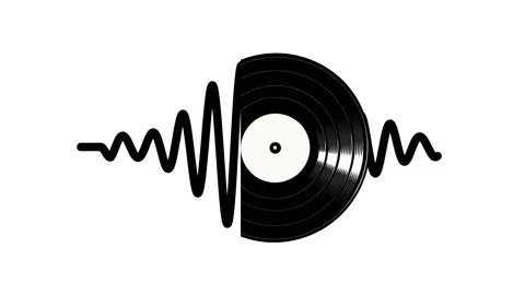 Vinyl Record with Sound Waves Animation on White Background Stock Footage 329783460