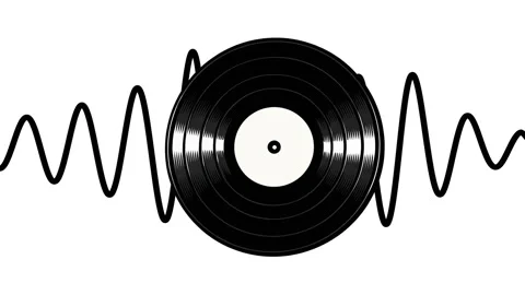 Vinyl Record with Sound Waves on White Background Seamless Loop Animation Stock Footage 330623632