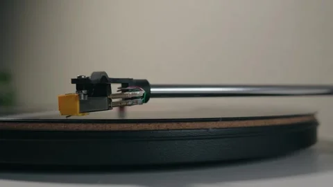 Vinyl Record Spinning on Cork Mat Video stock 333669844