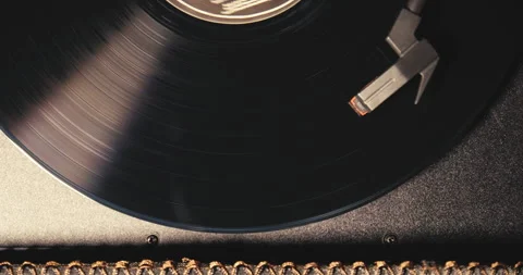 Vinyl Record Spinning - Top Down - Close Up Stock Footage 266068637
