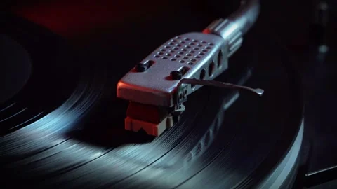 Vinyl record spinning on turntable. Close up shot Stock Footage 131997665