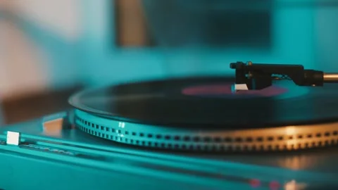 The vinyl record spins in the turntable5 Stock-Footage 137901178