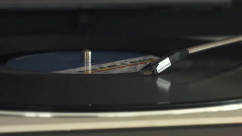 A Vinyl Record Stops Playing on a Record Player Stock Footage 130680854