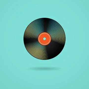 Vinyl record symbol with shadow Stock Illustration