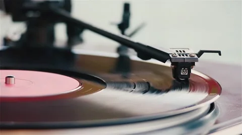 The vinyl record on the tape recorder Stock Footage 54685356