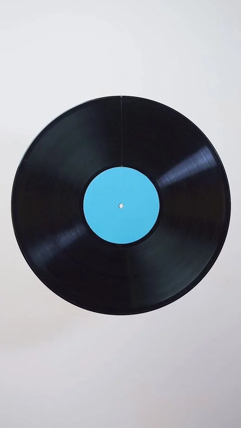 Vinyl record on white background Video stock 331455814