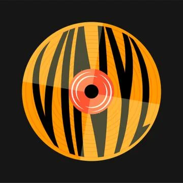 Vinyl record word design vector illustration with black background graphic Stock Illustration