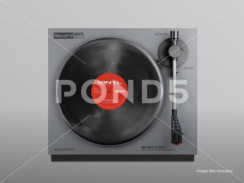 Vinyl Recorder Player Mockup 3D Rendering on a White Background Modello PSD
