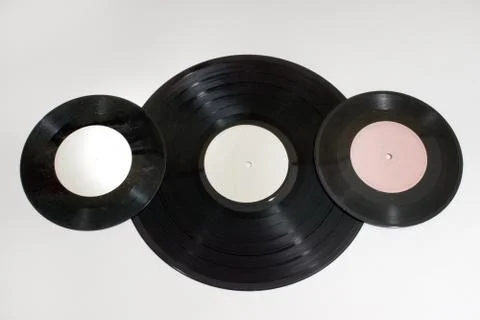 Vinyl records of different sizes Stock Photos