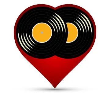 Vinyl records with heart Stock Illustration