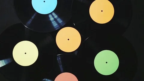 Vinyl records is rotating Stock Footage 81194815
