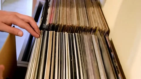 Vinyl records selection Stock Footage 54237576