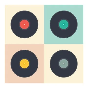 Vinyl records set vector Stock Illustration