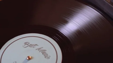 Vinyl rotating on a turntable. Close up Video stock 74494755