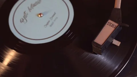 Vinyl rotating on a turntable. Close up Video stock 74494795