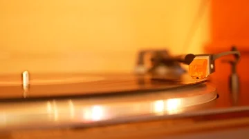 Vinyl Rotating On A Turntable Stock Footage 85560480